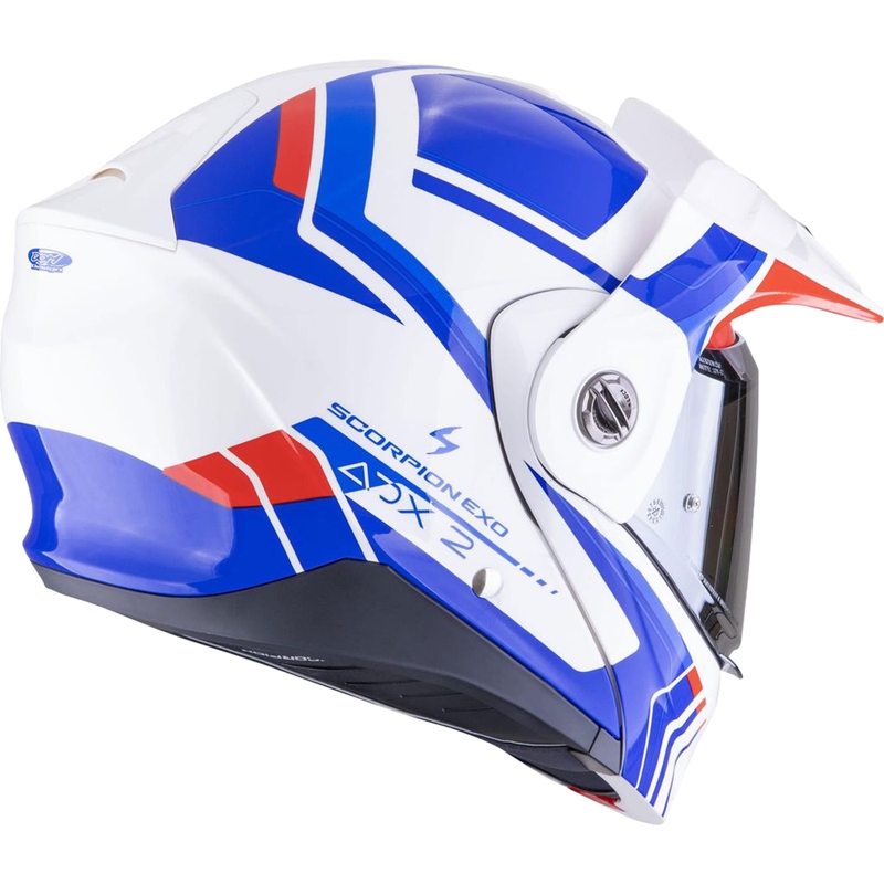 Motoristična čelada na preklop Scorpion ADX-2 LEWIS bela-modra-rdeča