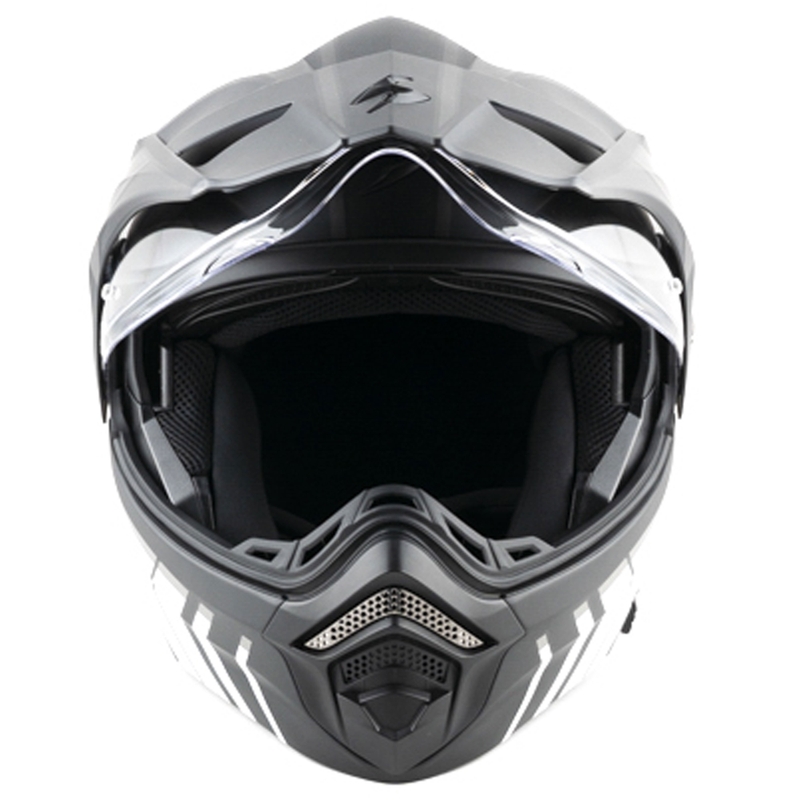 Motoristična čelada Scorpion ADX-2 LEWIS zložljiva, mat črno-srebrna