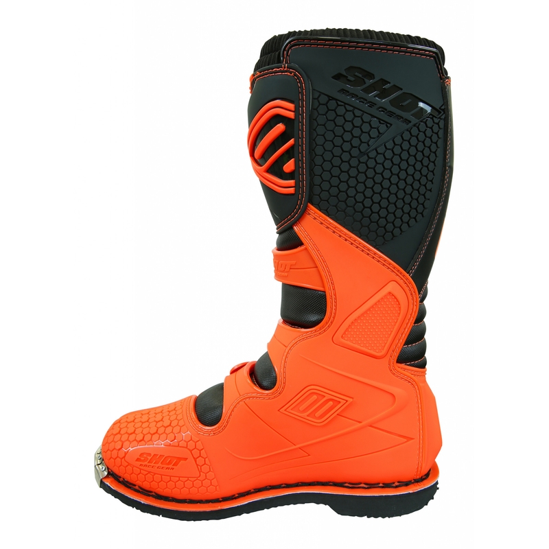 Shot X10 črno-fluo oranžni motoristični škornji