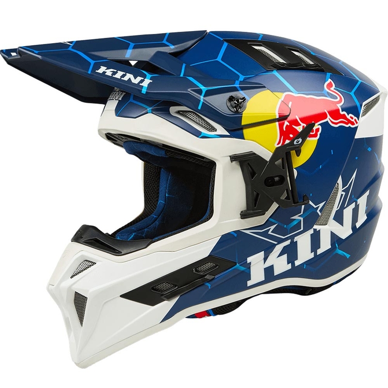 Motokros čelada KINI Red Bull EXC modro-bela