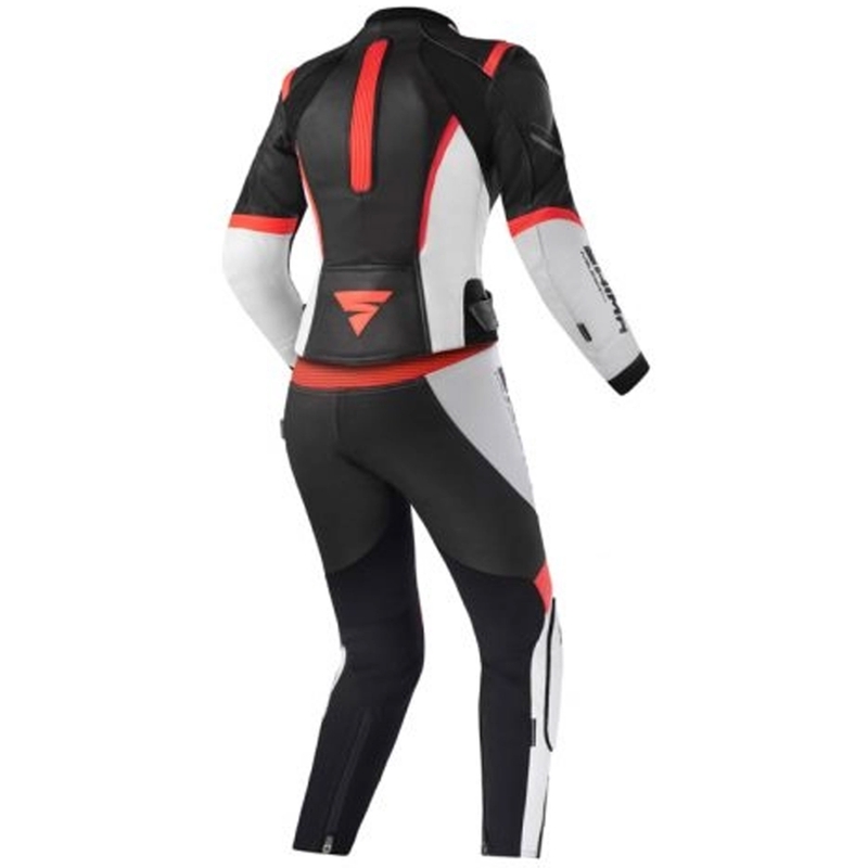Ženski motoristični kombinezon Shima Miura 2.0 črno-belo-fluo rdeč