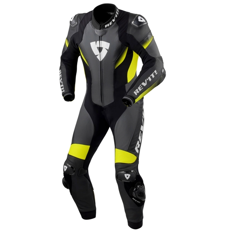 Revit Control Black-Fluo Yellow Usnjeni motoristični kombinezon