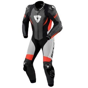 Revit Control Black-Fluo Red Usnjeni motoristični kombinezon