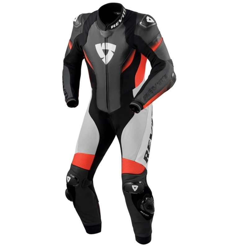 Revit Control Black-Fluo Red Usnjeni motoristični kombinezon