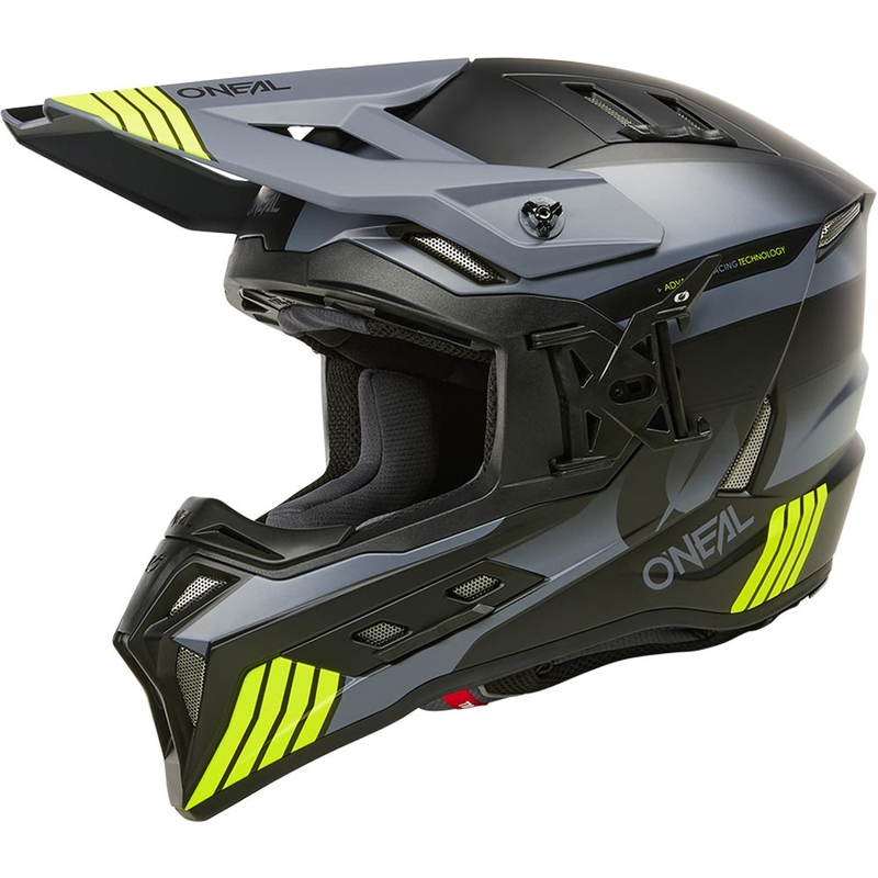 Motokros čelada O´Neal EX-SRS Hitch črno-sivo-fluo rumena
