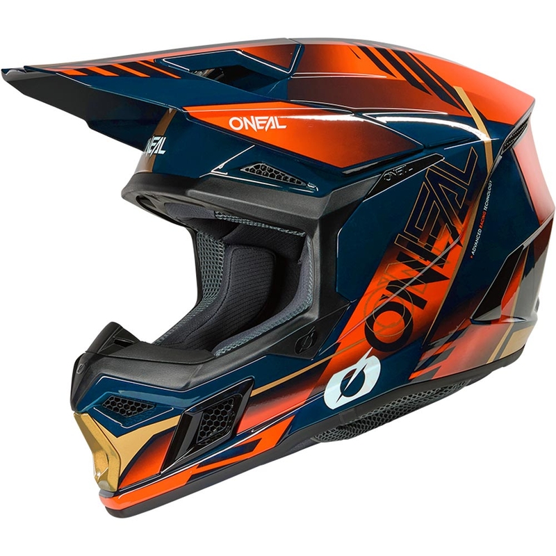 Motokros čelada O'Neal 3SRS Haze modro-oranžno-zlata