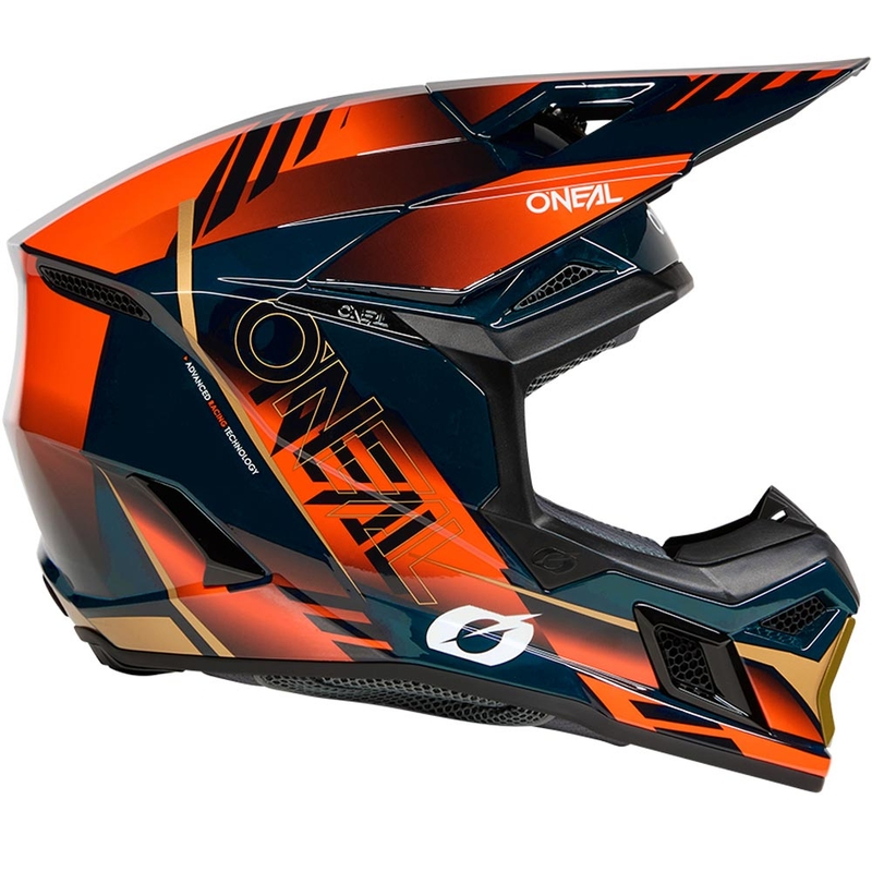 Motokros čelada O'Neal 3SRS Haze modro-oranžno-zlata