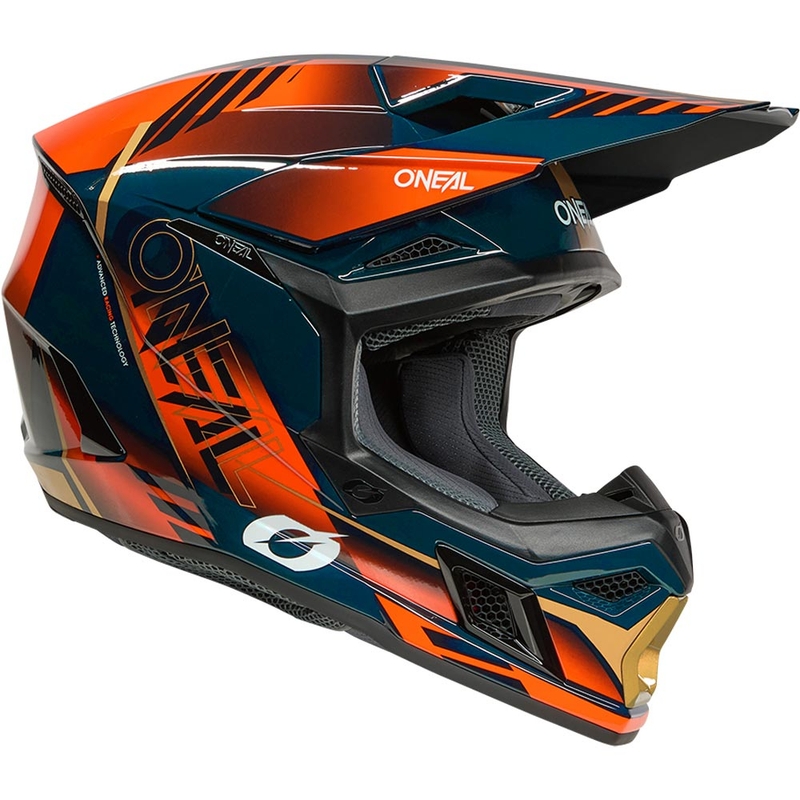 Motokros čelada O'Neal 3SRS Haze modro-oranžno-zlata
