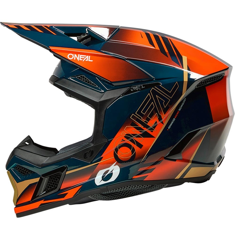 Motokros čelada O'Neal 3SRS Haze modro-oranžno-zlata