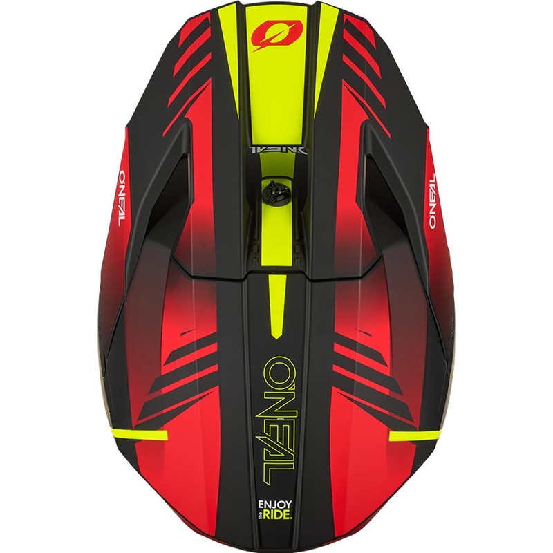 Motokros čelada O'Neal 3SRS Haze mat črno-rdeče-fluo rumena