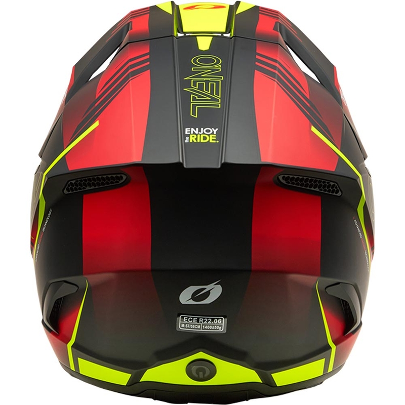 Motokros čelada O'Neal 3SRS Haze mat črno-rdeče-fluo rumena