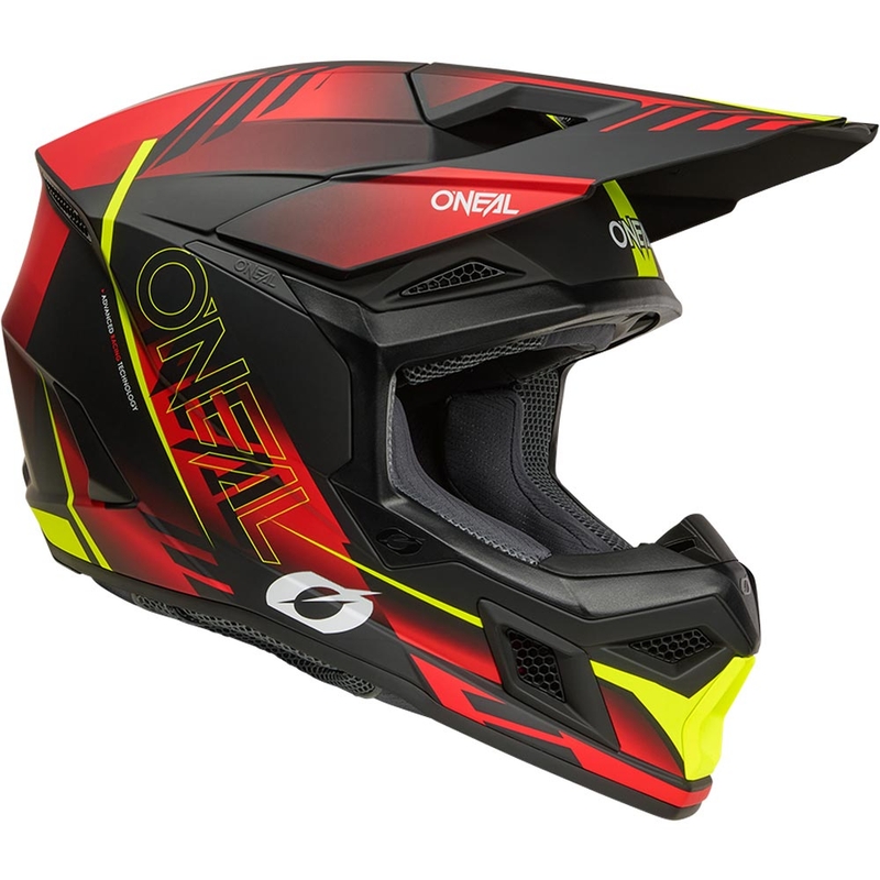 Motokros čelada O'Neal 3SRS Haze mat črno-rdeče-fluo rumena