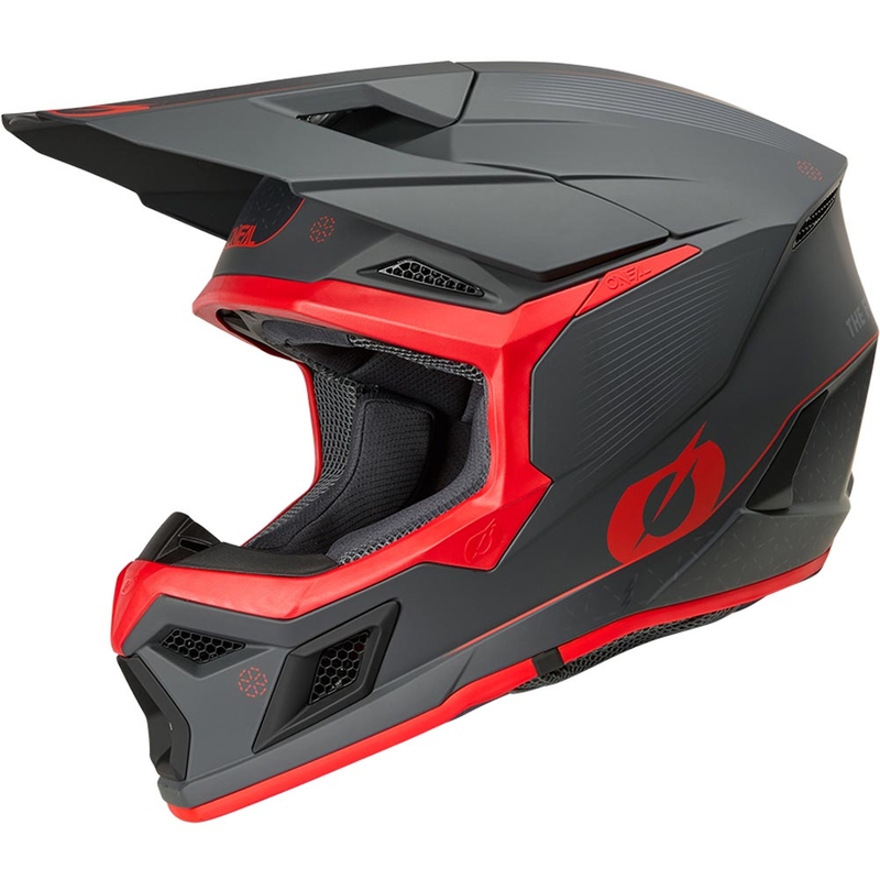 Motokros čelada O'Neal 3SRS E-stroke mat sivo-rdeča