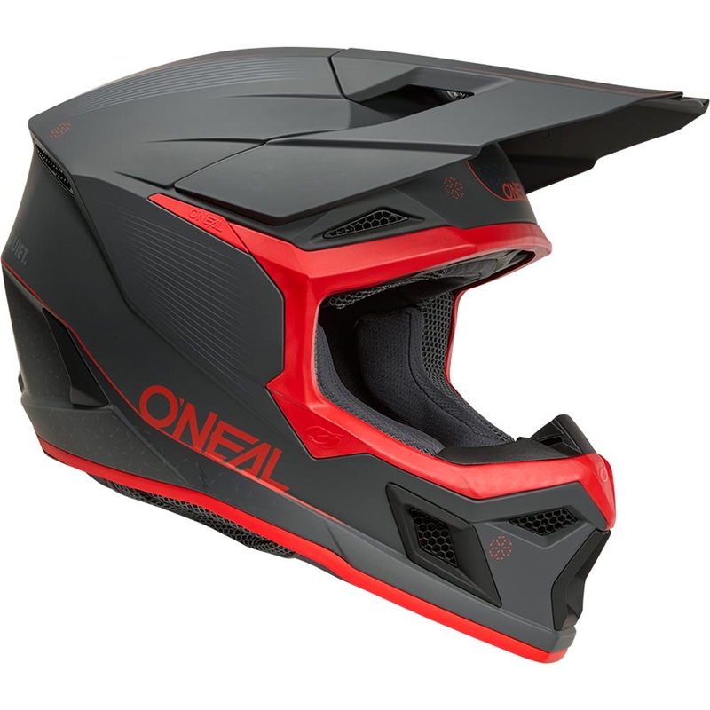 Motokros čelada O'Neal 3SRS E-stroke mat sivo-rdeča