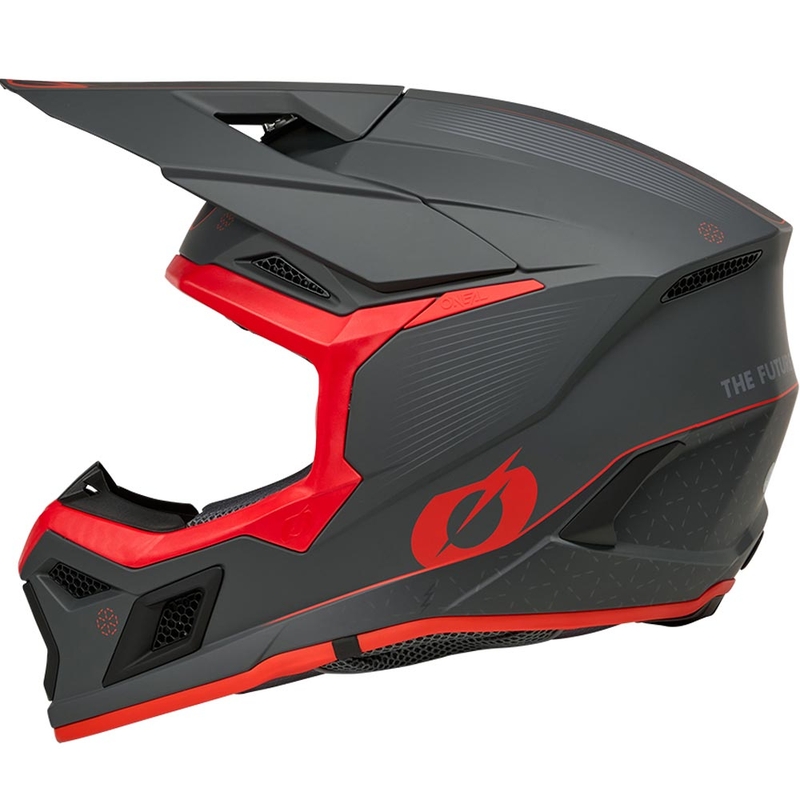 Motokros čelada O'Neal 3SRS E-stroke mat sivo-rdeča
