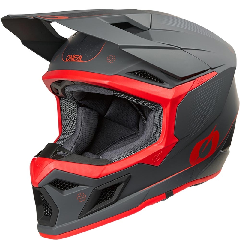 Motokros čelada O'Neal 3SRS E-stroke mat sivo-rdeča