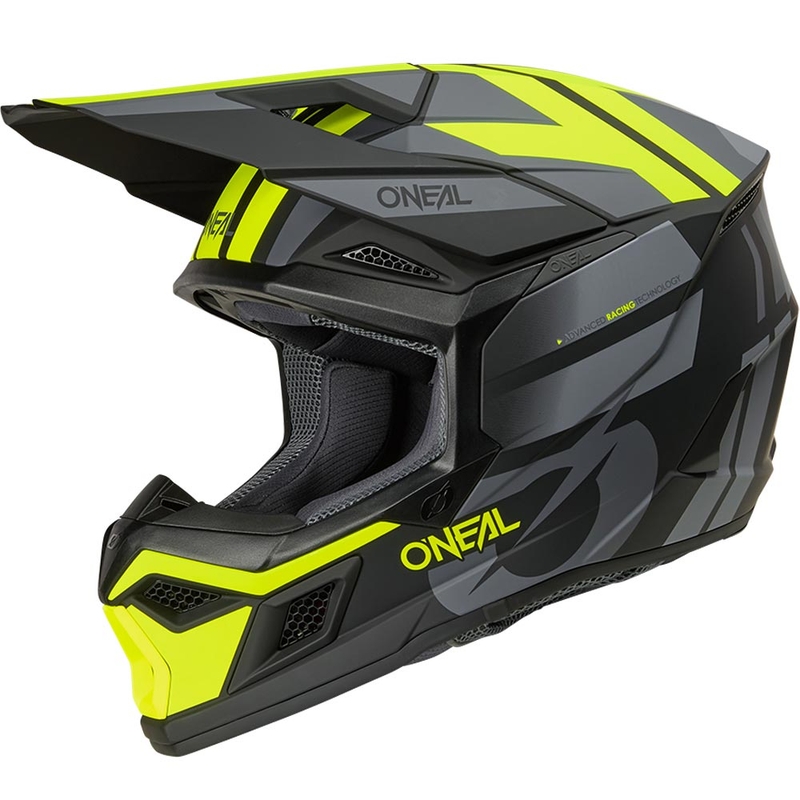 Motokros čelada O´Neal 3SRS Ride mat črno-sivo-fluo rumena