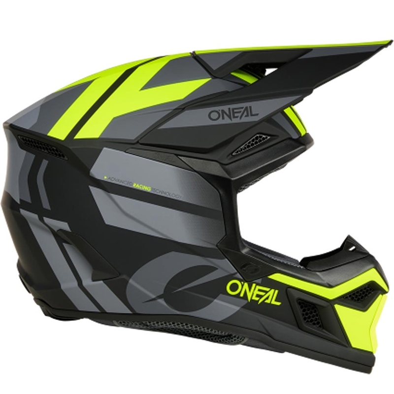 Motokros čelada O´Neal 3SRS Ride mat črno-sivo-fluo rumena