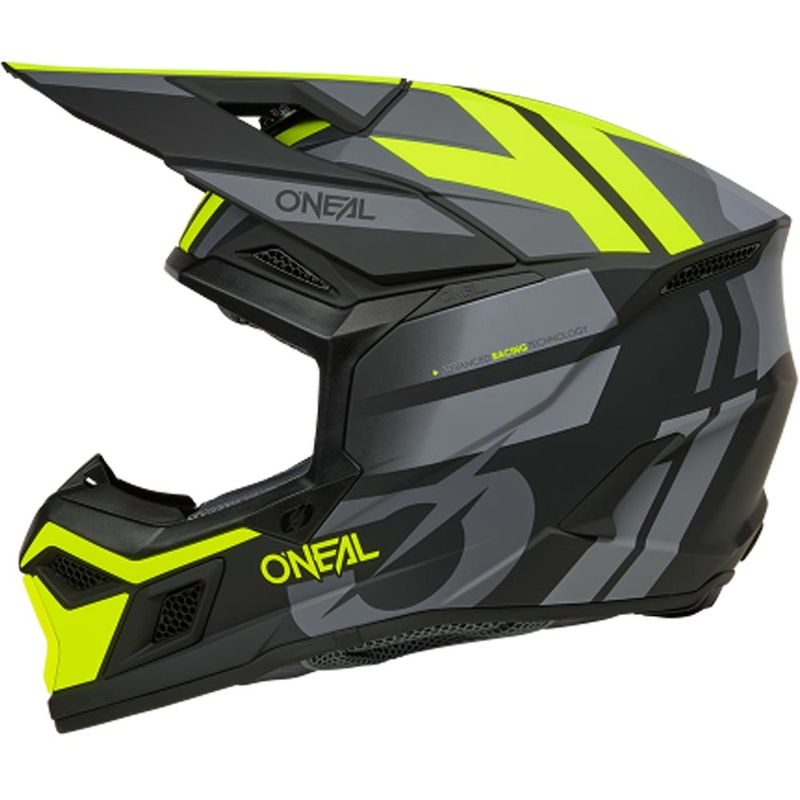 Motokros čelada O´Neal 3SRS Ride mat črno-sivo-fluo rumena