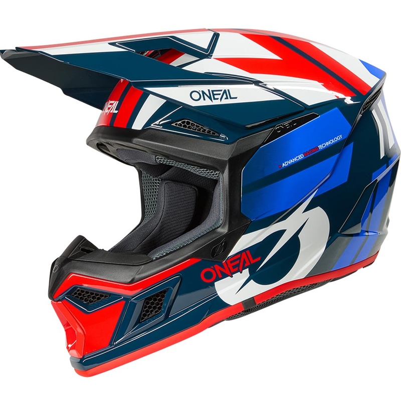 Motokros čelada O'Neal 3SRS Ride modro-belo-rdeča