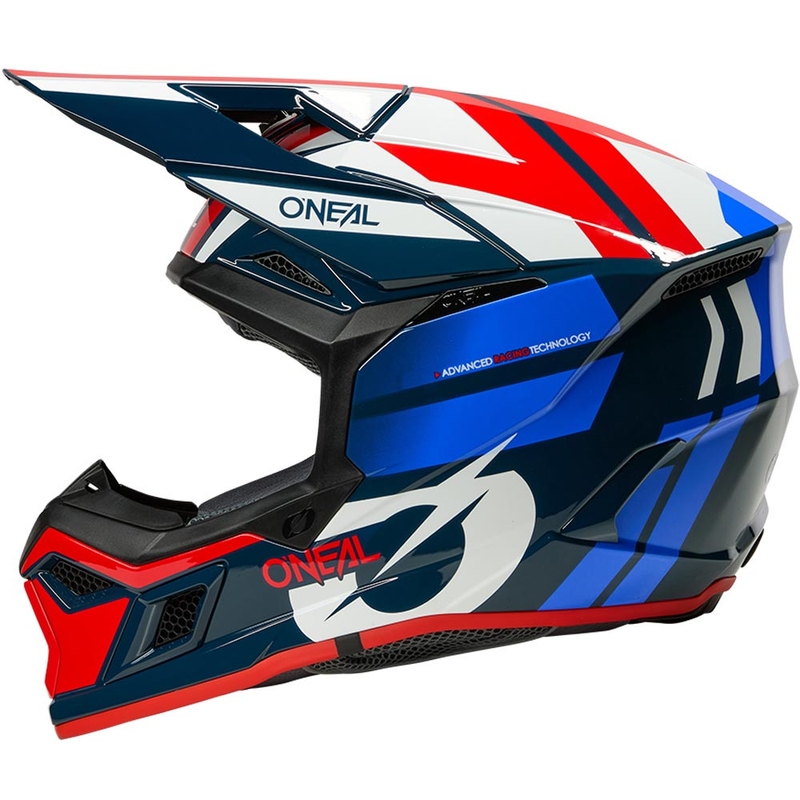 Motokros čelada O'Neal 3SRS Ride modro-belo-rdeča