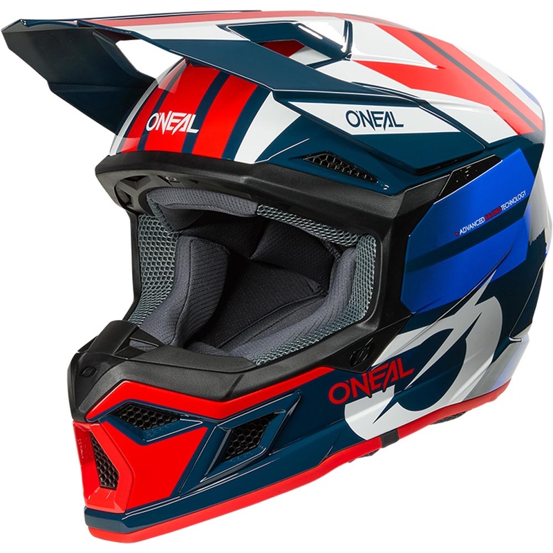 Motokros čelada O'Neal 3SRS Ride modro-belo-rdeča