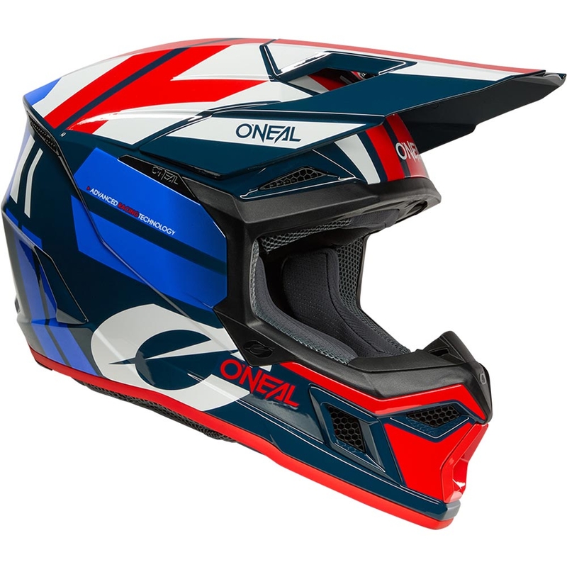 Motokros čelada O'Neal 3SRS Ride modro-belo-rdeča