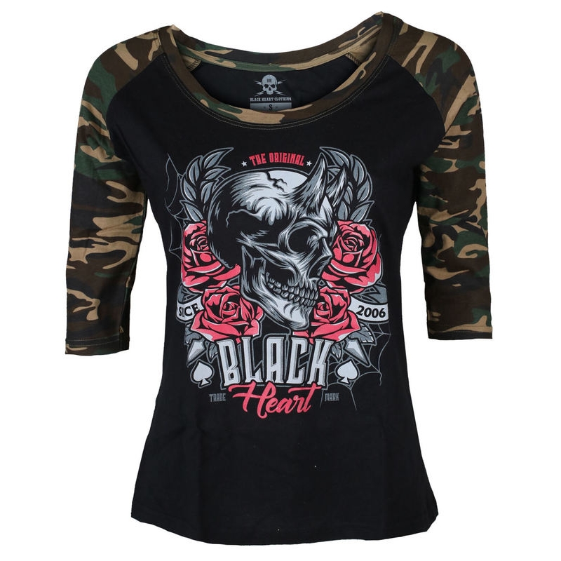 Ženska majica Black Heart Devil Rose Camo T-Shirt razprodaja