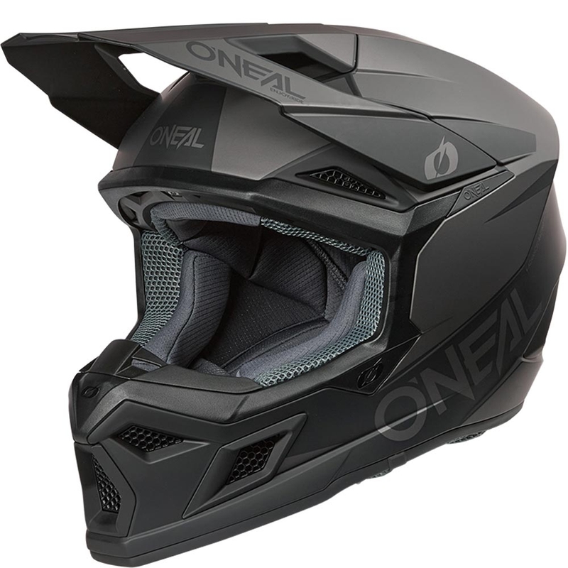 Motokros čelada O´Neal 3SRS Solid mat črno-siva