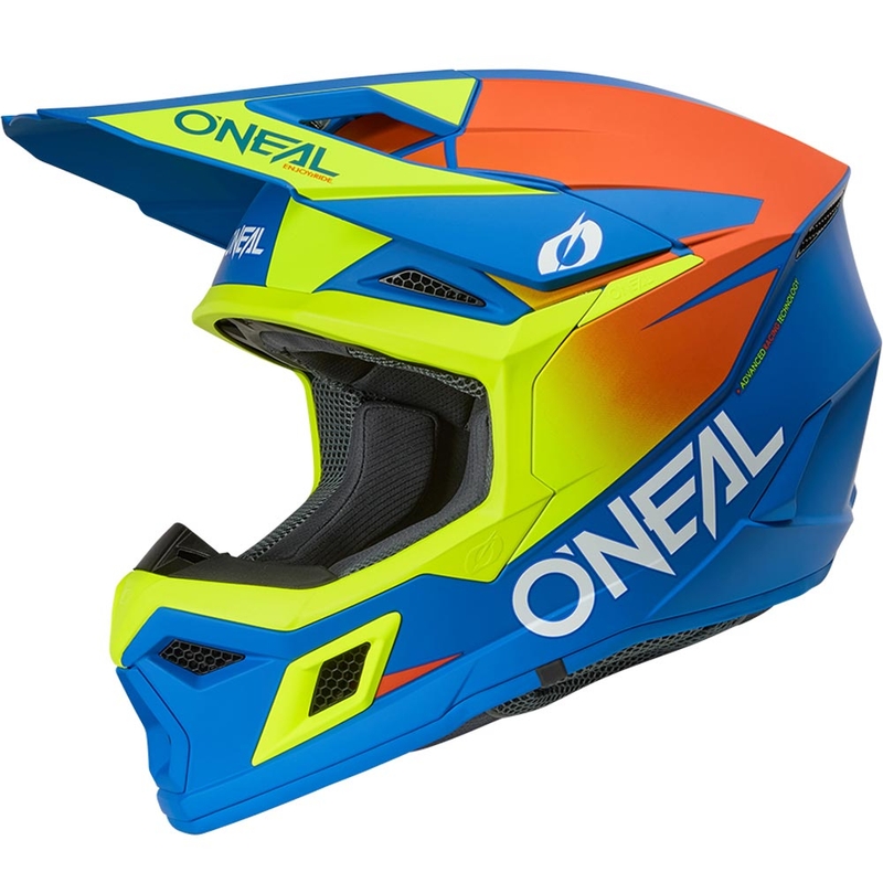 Motokros čelada O´Neal 3SRS Solid mat modro-fluo rumena