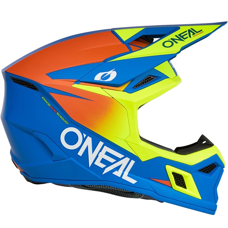 Motokros čelada O´Neal 3SRS Solid mat modro-fluo rumena