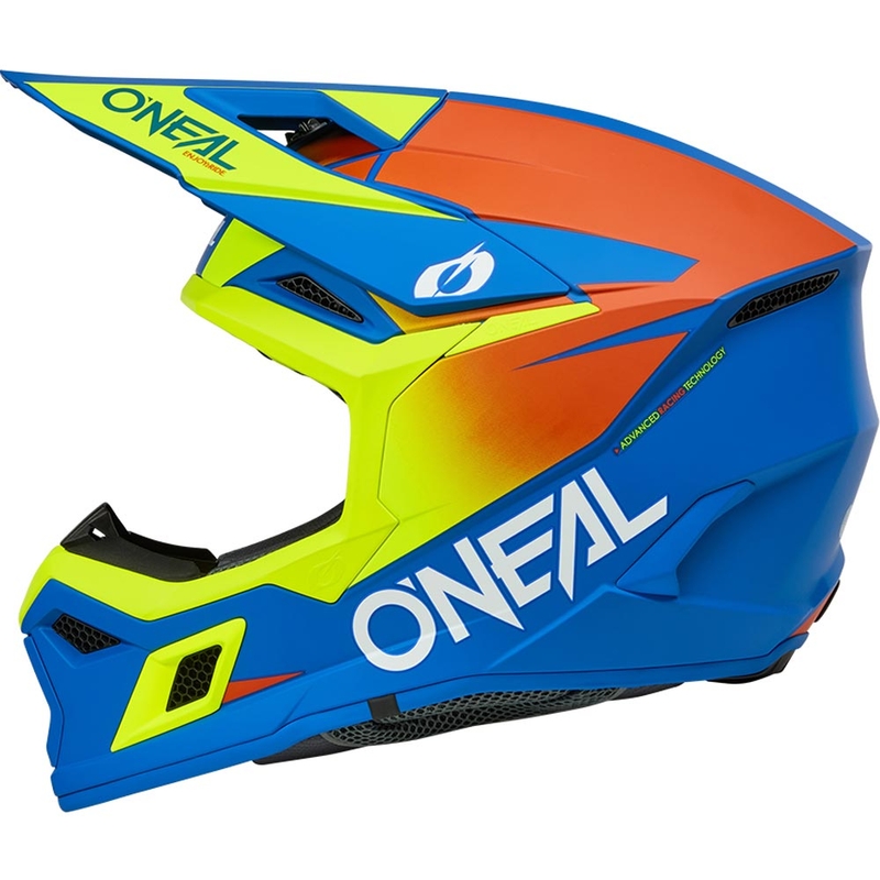 Motokros čelada O´Neal 3SRS Solid mat modro-fluo rumena