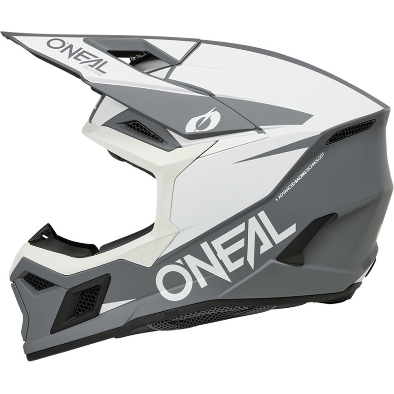 Motokros čelada O´Neal 3SRS Solid mat belo-siva