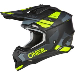 Motokros čelada O´Neal 2SRS Spyde mat črno-sivo-fluo rumena