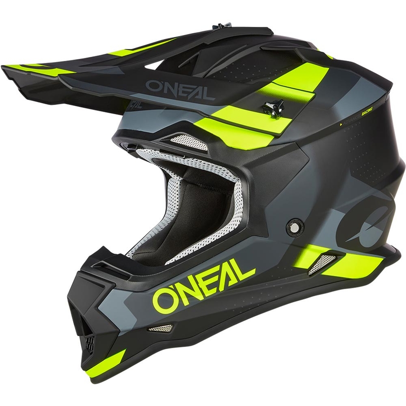 Motokros čelada O´Neal 2SRS Spyde mat črno-sivo-fluo rumena