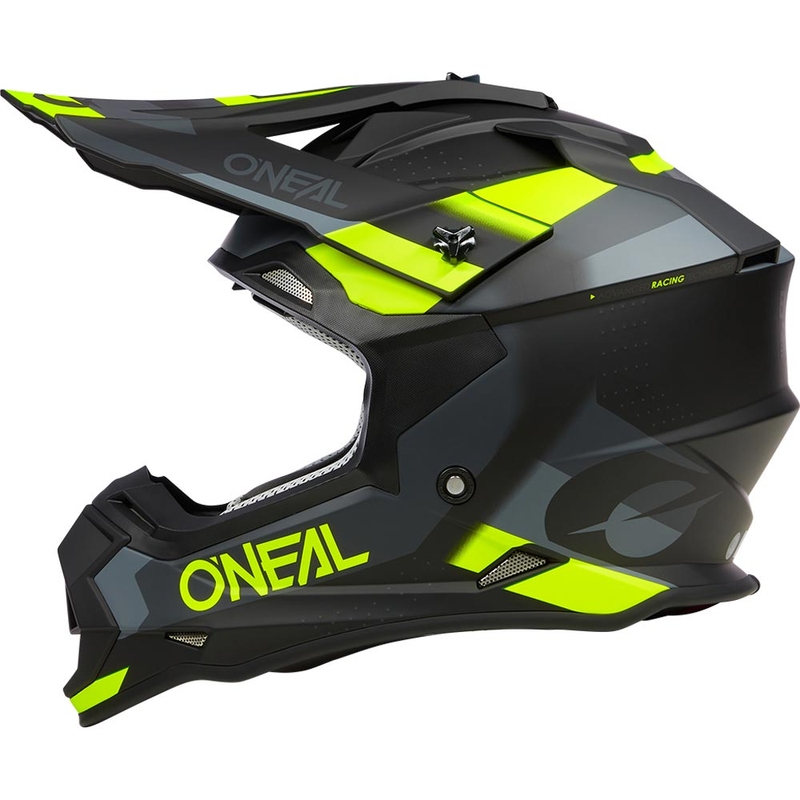 Motokros čelada O´Neal 2SRS Spyde mat črno-sivo-fluo rumena