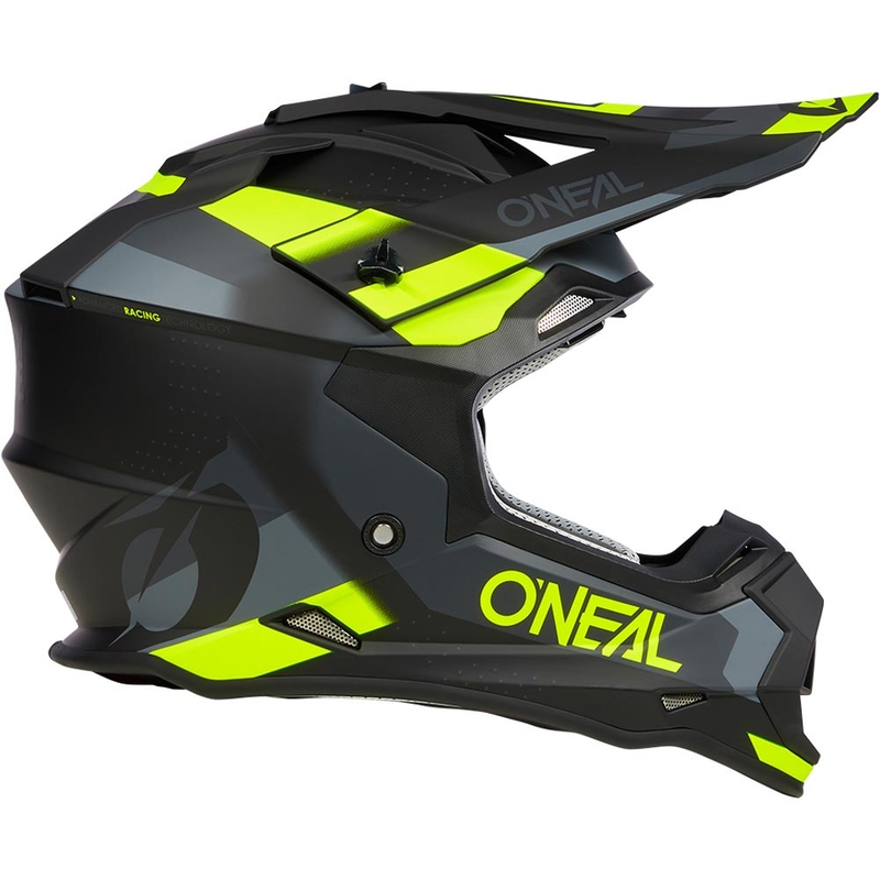 Motokros čelada O´Neal 2SRS Spyde mat črno-sivo-fluo rumena