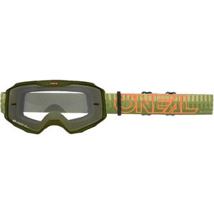 Motokros očala O´Neal B-10 Striped zeleno-oranžna (prozorno pleksi steklo)