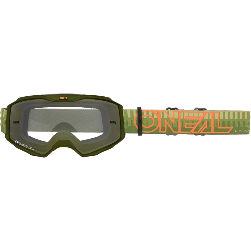 Motokros očala O´Neal B-10 Striped zeleno-oranžna (prozorno pleksi steklo)