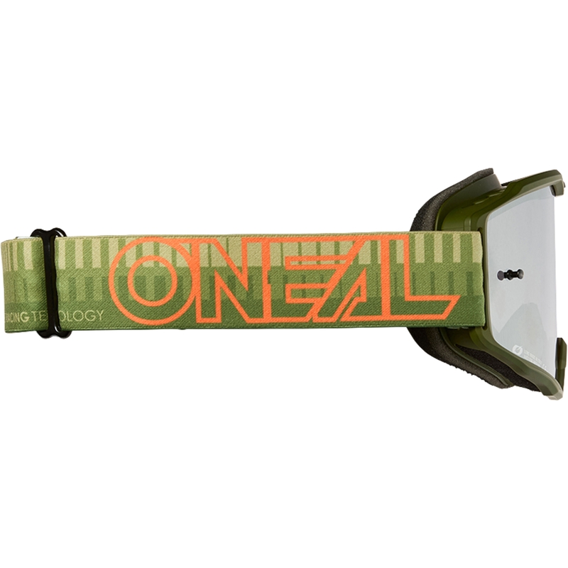 Motokros očala O´Neal B-10 Striped zeleno-oranžna (zrcalno srebrno pleksi steklo)