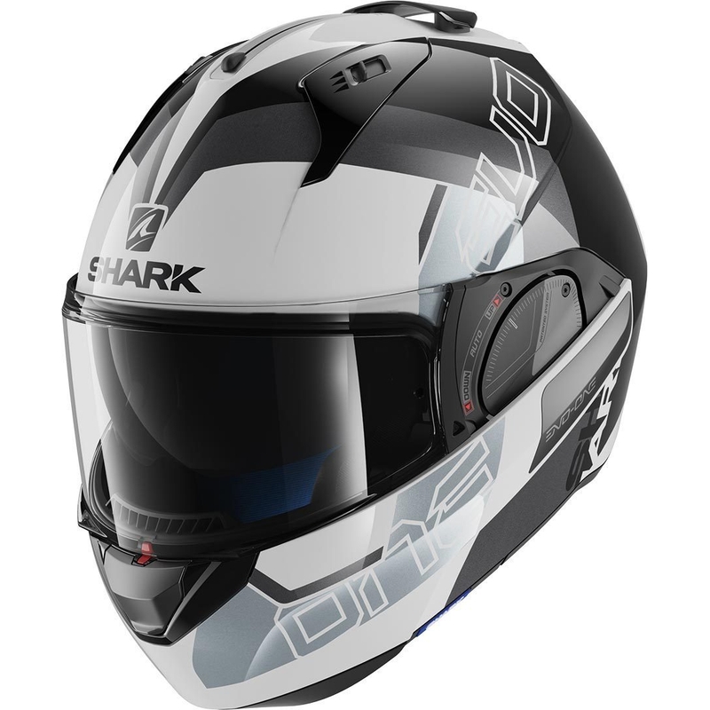 Nagibna čelada SHARK EVO-ONE 2 Slasher črno-bela-srebrna