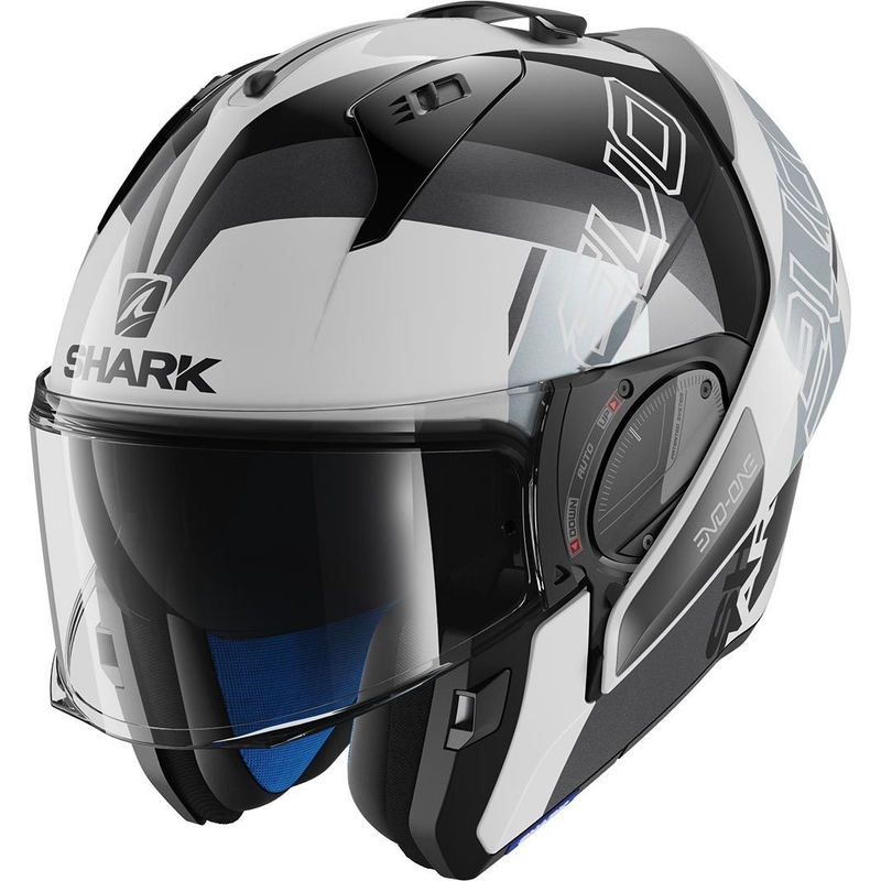 Nagibna čelada SHARK EVO-ONE 2 Slasher črno-bela-srebrna