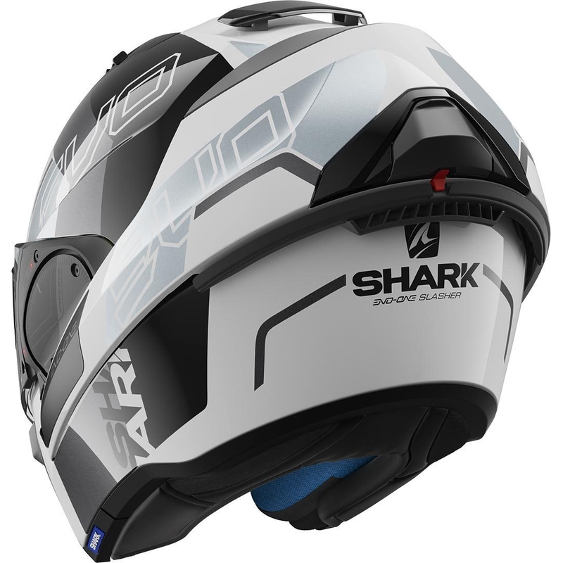 Nagibna čelada SHARK EVO-ONE 2 Slasher črno-bela-srebrna