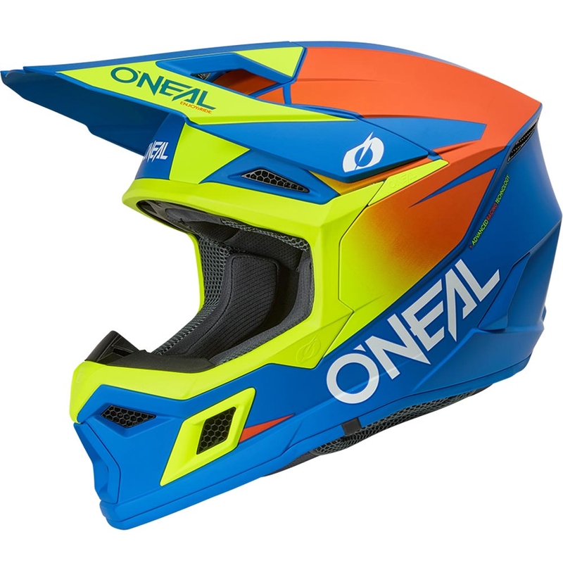 Otroška motokros čelada O'Neal 3SRS Solid mat modro-fluo rumena