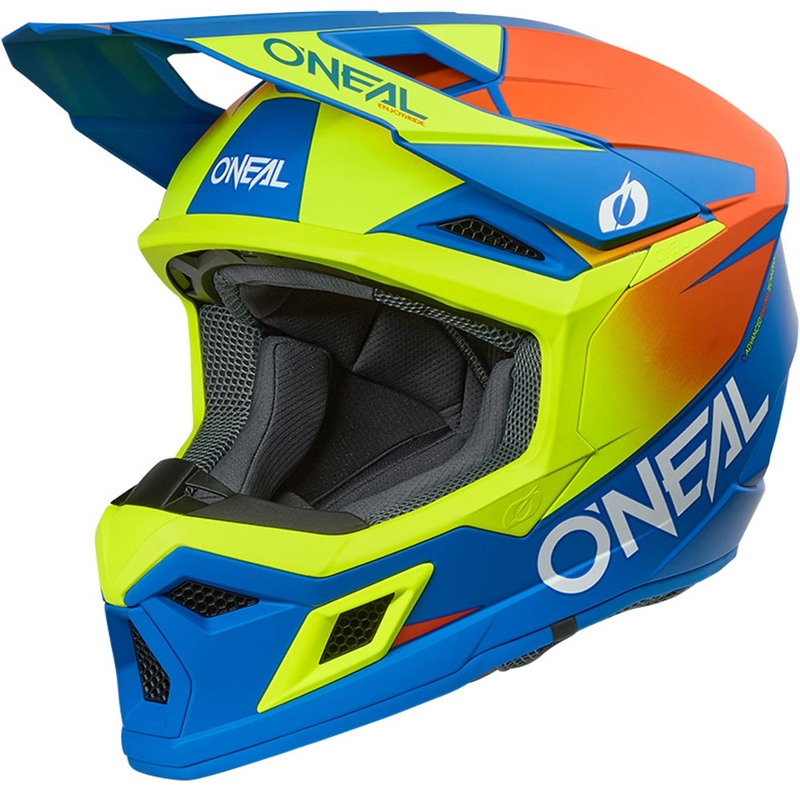 Otroška motokros čelada O'Neal 3SRS Solid mat modro-fluo rumena