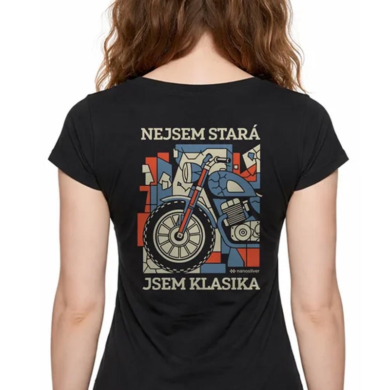 Ženska majica Nanosilver I AM A CLASSIC črna