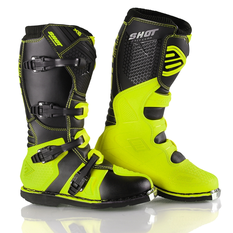 Shot X10 Black-Fluo Yellow Motorcycle Boots razprodaja