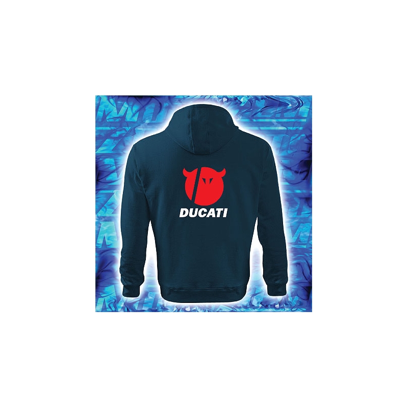 Mikina s kapuco z motivom Ducati mornarsko modra s kapuco razprodaja
