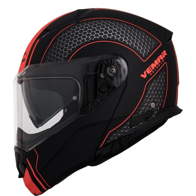 Odklopna čelada Vemar Sharki Hive black matt-grey-fluo orange