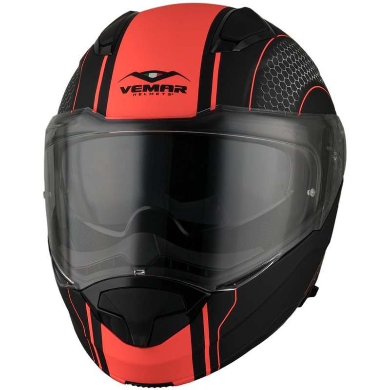 Odklopna čelada Vemar Sharki Hive black matt-grey-fluo orange